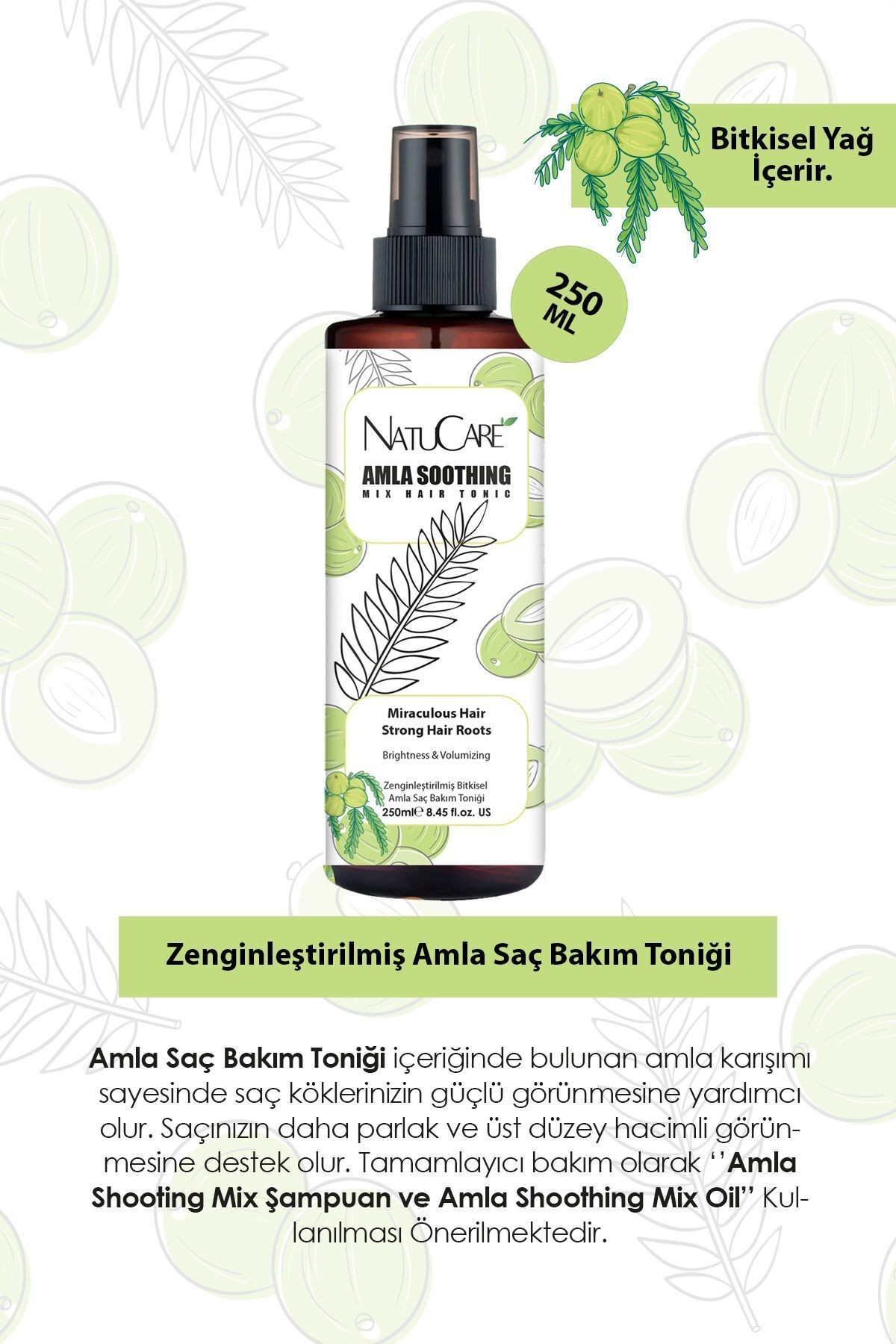 Üst Düzey Parlaklık Ve Hızlı Uzama Etkili Amla Saç Bakım Toniği 250ml