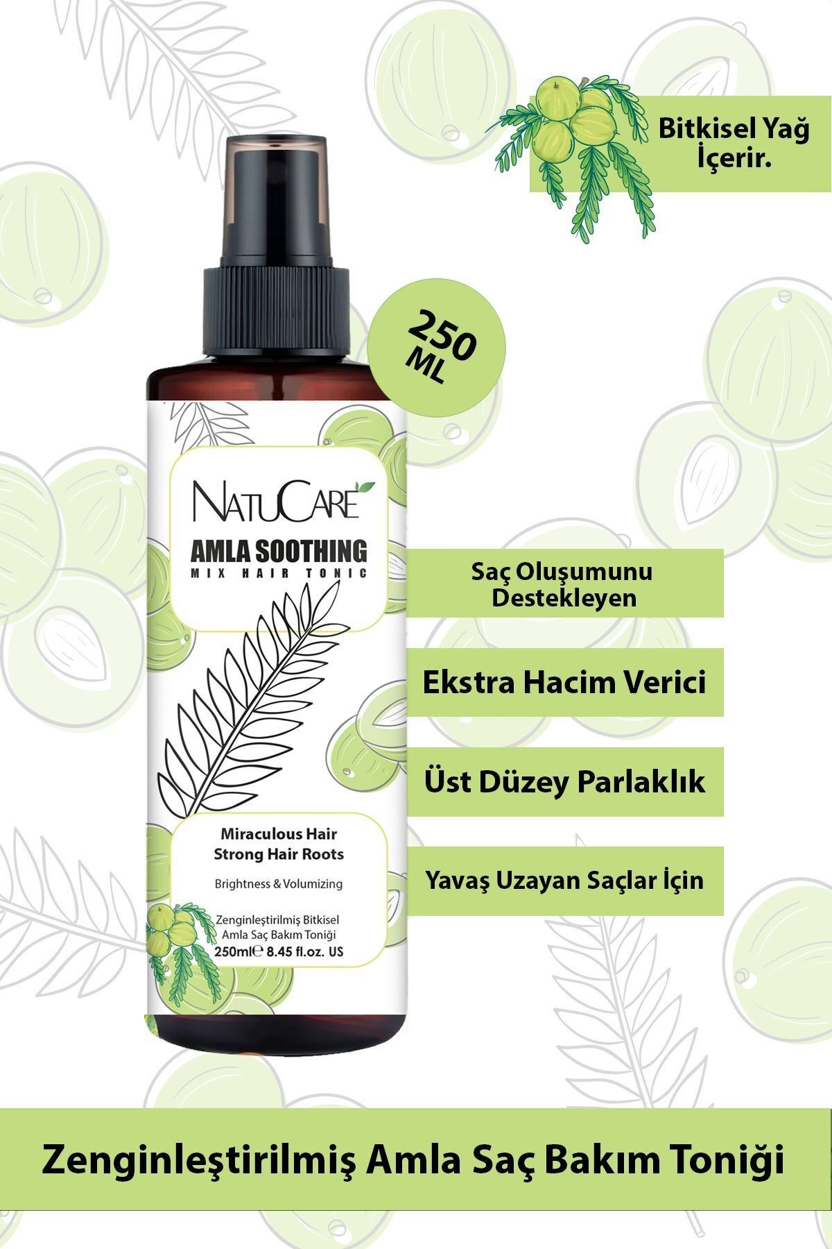 Üst Düzey Parlaklık Ve Hızlı Uzama Etkili Amla Saç Bakım Toniği 250ml