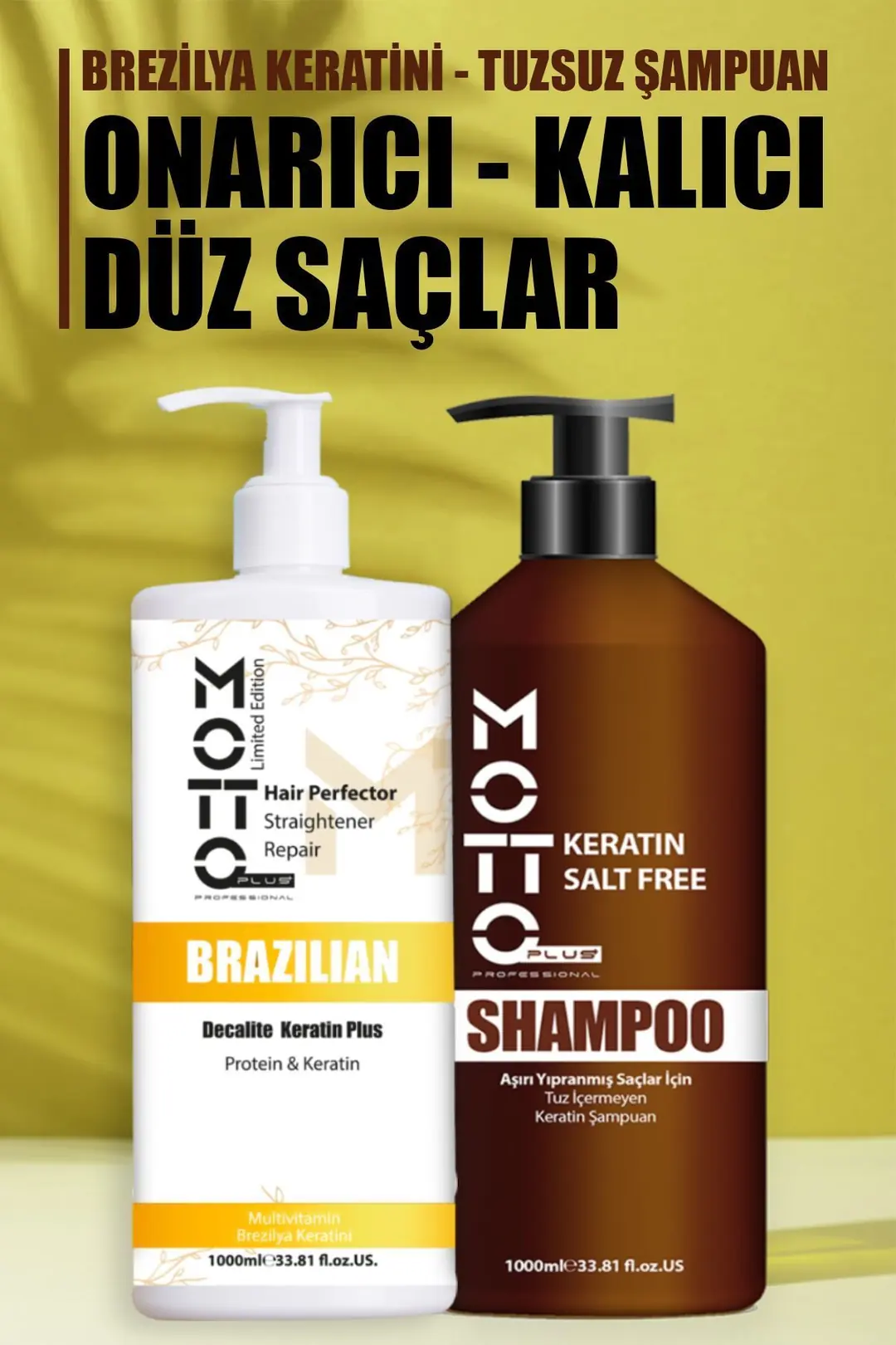 Aşırı Yıpranmış Saçlar Için Saç Düzleştirici Keratin & Tuzsuz Şampuan
