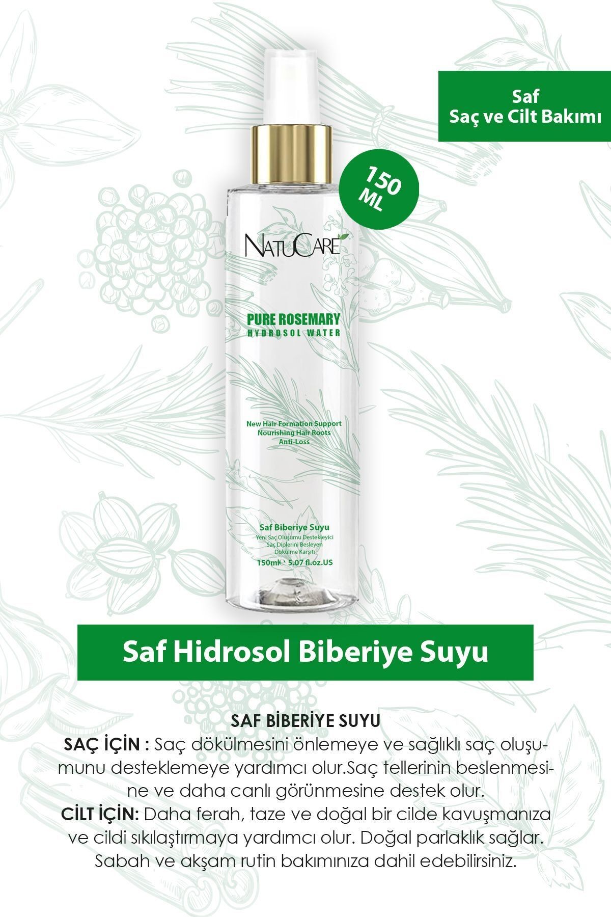 Güçlendirici %100 Saf Biberiye Suyu 150 ml