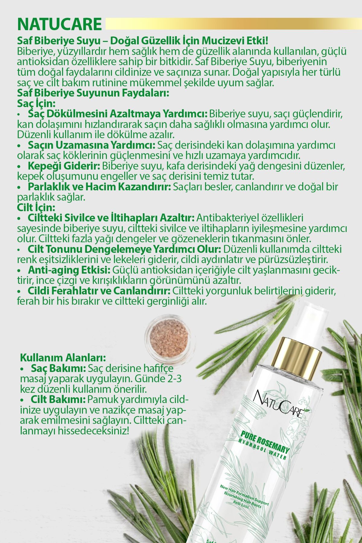 Güçlendirici %100 Saf Biberiye Suyu 150 ml
