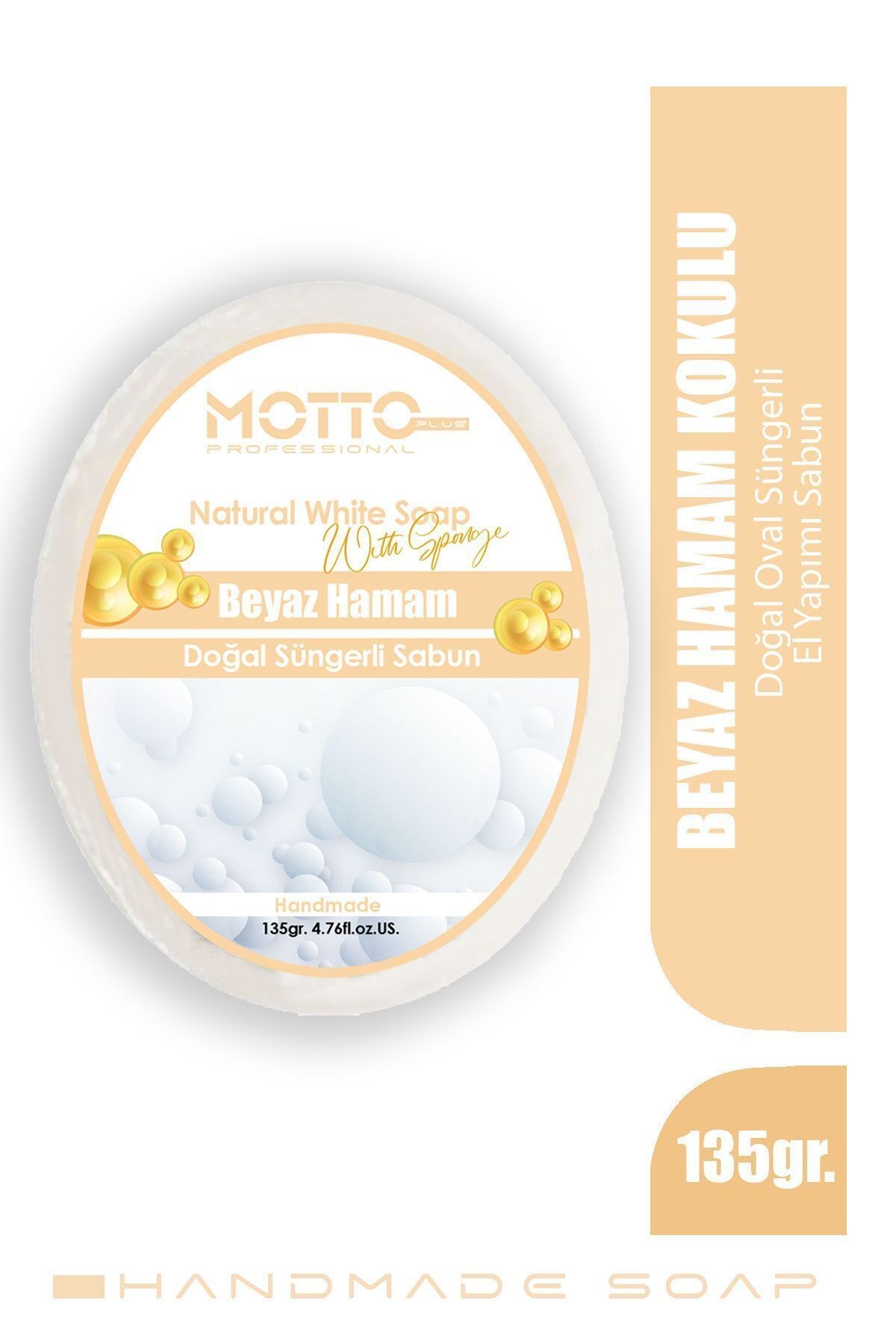 Beyaz Sabun Kokulu Doğal Oval Hamam Süngerli Sabunu 135 Gr.