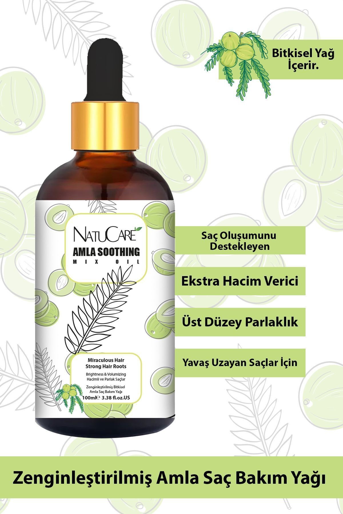 Mucizevi Yağlar Hızlı Uzatma, Saç Oluşumu, Onarım 3’lü Set Hint Yağı (CASTOR), Amla, Pumpki