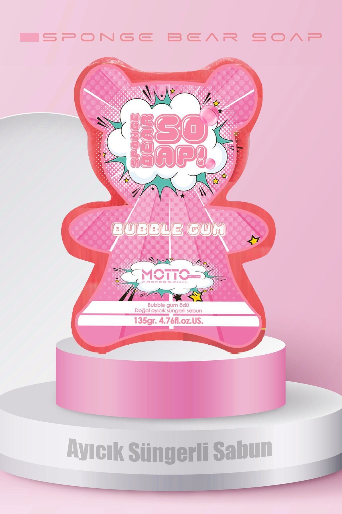 Doğal Bubble Gum Kokulu Kids Süngerli Sabun Pembe 135gr.