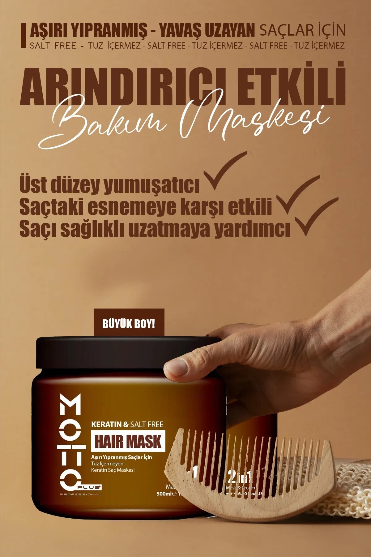 Yavaş Uzayan - Aşırı Yıpranmış Saçlar Için Tuz Içermeyen Keratin Maskesi 500