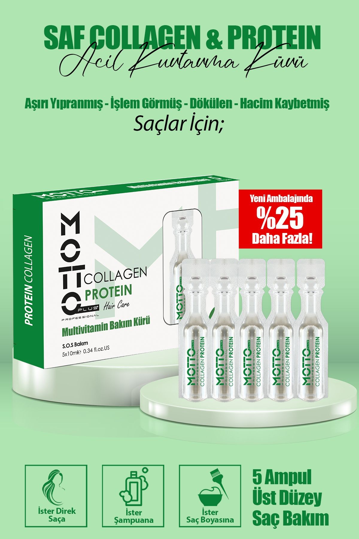 İşlem Görmüş Saçlar Için Dökülmeye Karşı Etkili Acil Kurtarma Bakımı Saf Multivitamin 5'li Ampul