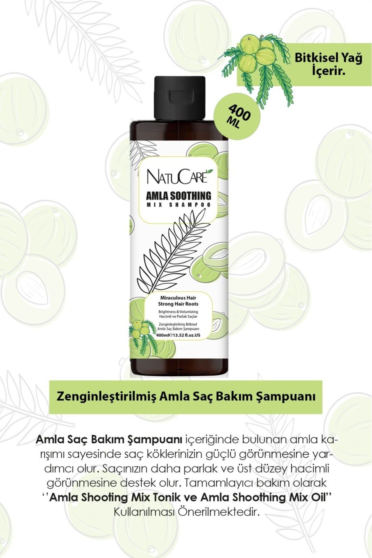 Üst Düzey Parlaklık Ve Hızlı Uzama Etkili Amla Saç Bakım Şampuanı 400ml
