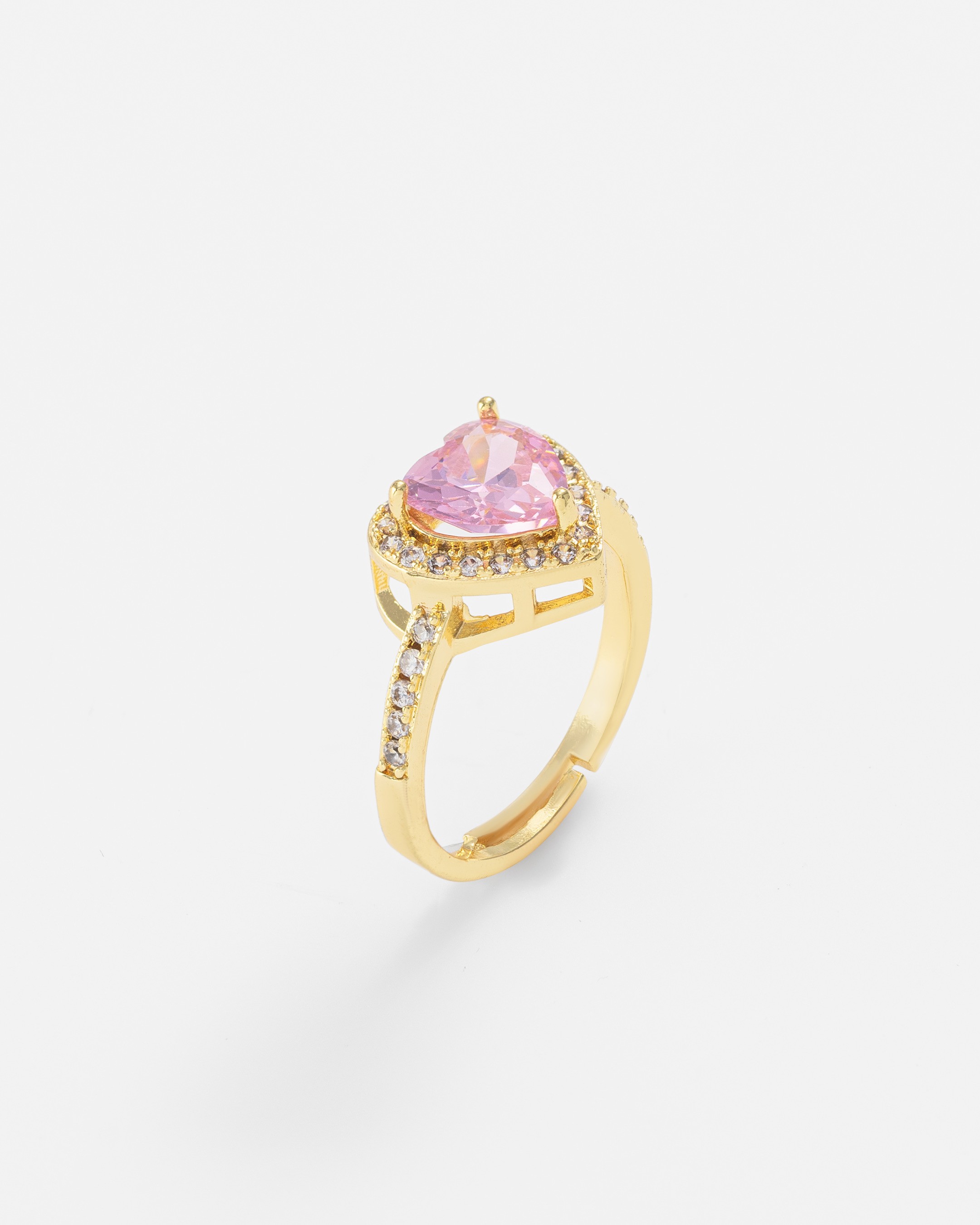 Zirkontaş Pembe Kalpli Yüzük