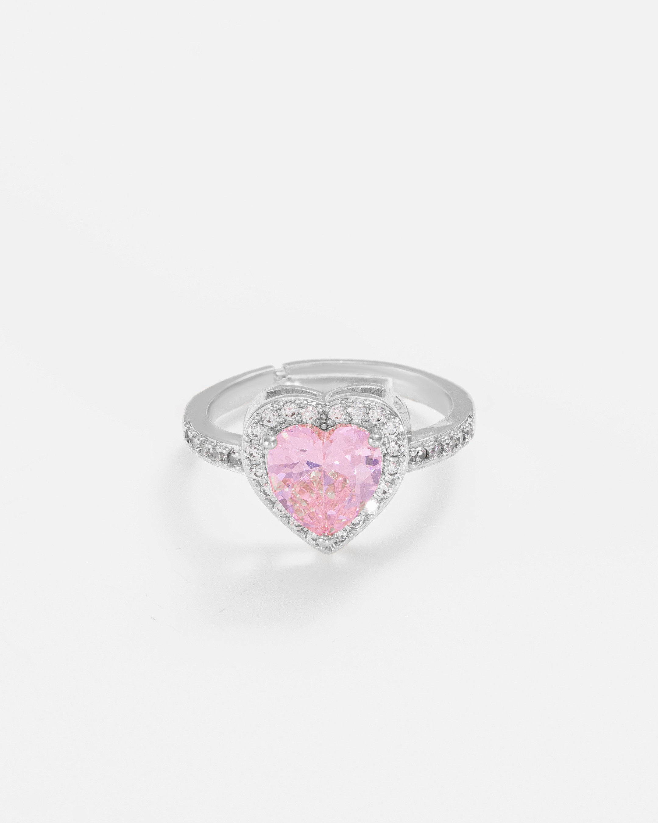 Zirkontaş Pembe Kalpli Yüzük