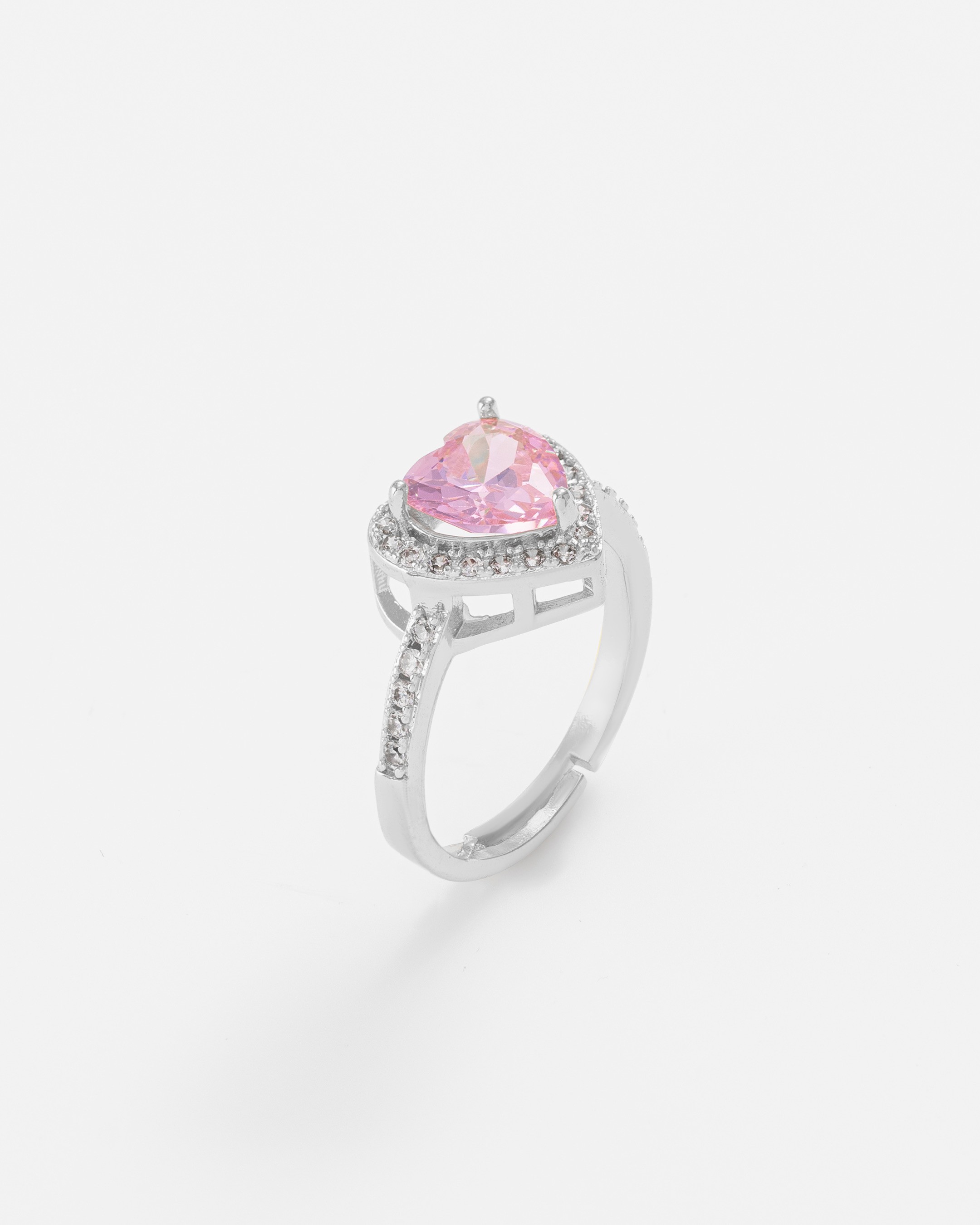 Zirkontaş Pembe Kalpli Yüzük