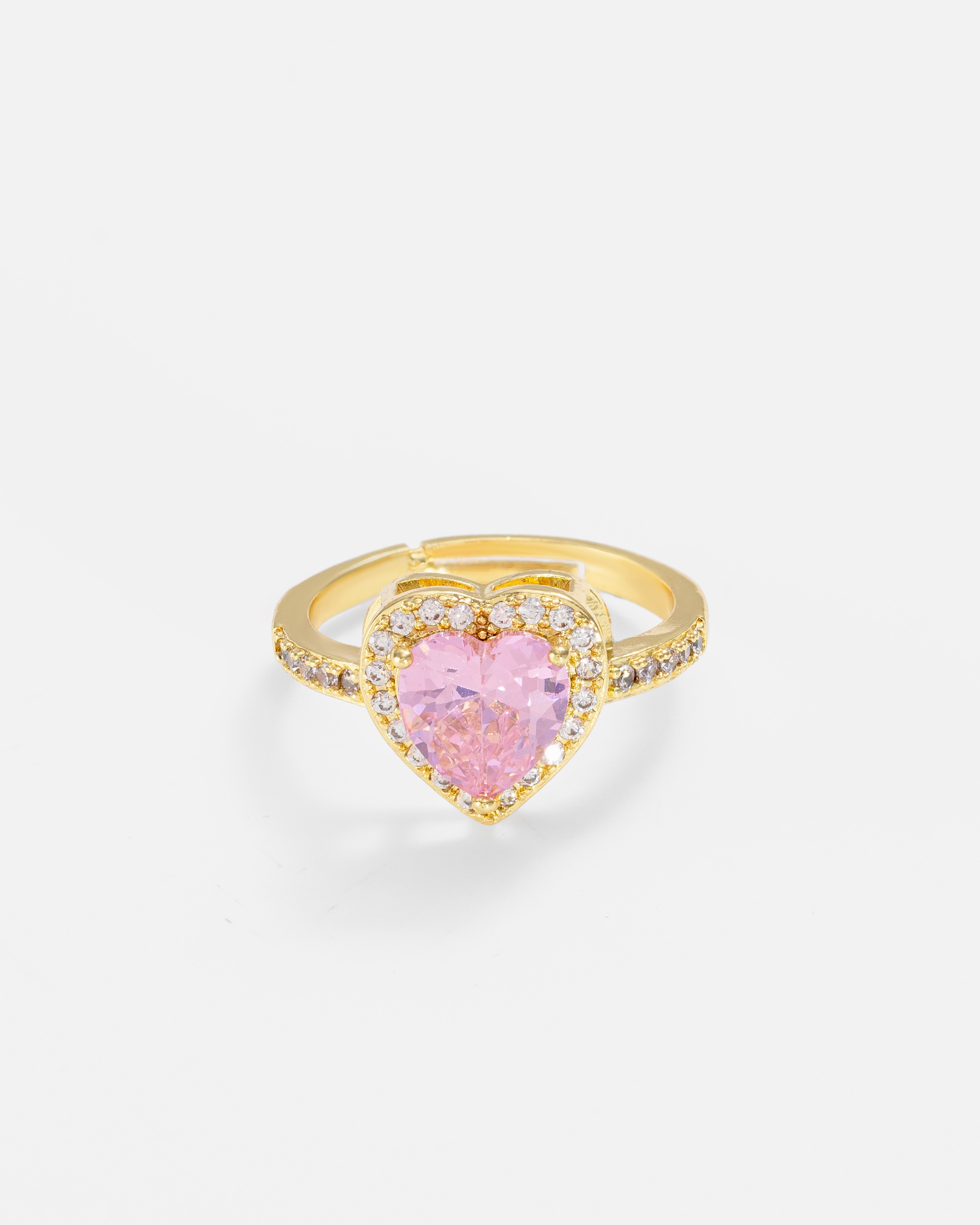 Zirkontaş Pembe Kalpli Yüzük