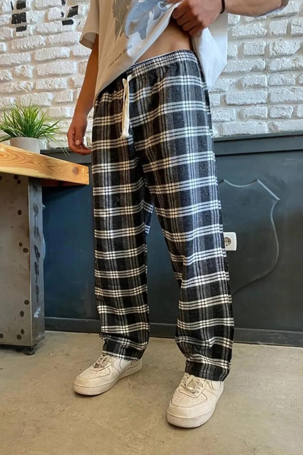 Harajuku Çizgi Desenli Unisex Pijama Eşofman