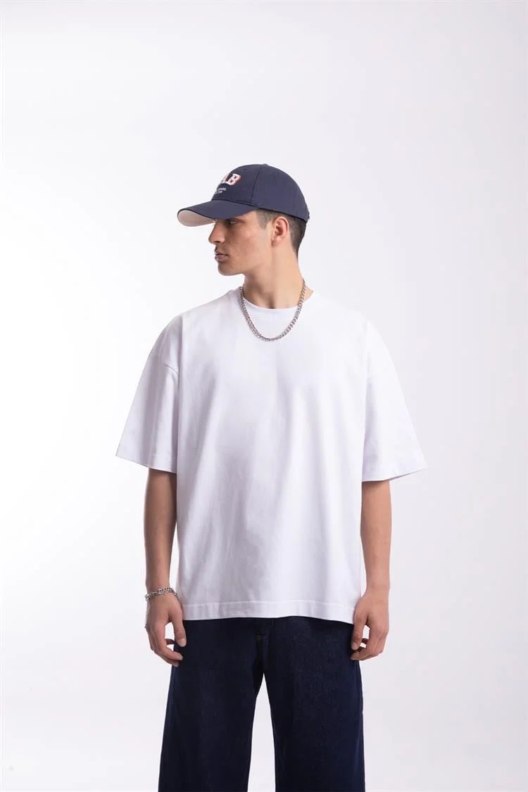 Unisex Premium Basic Beyaz Oversize T-Shirt