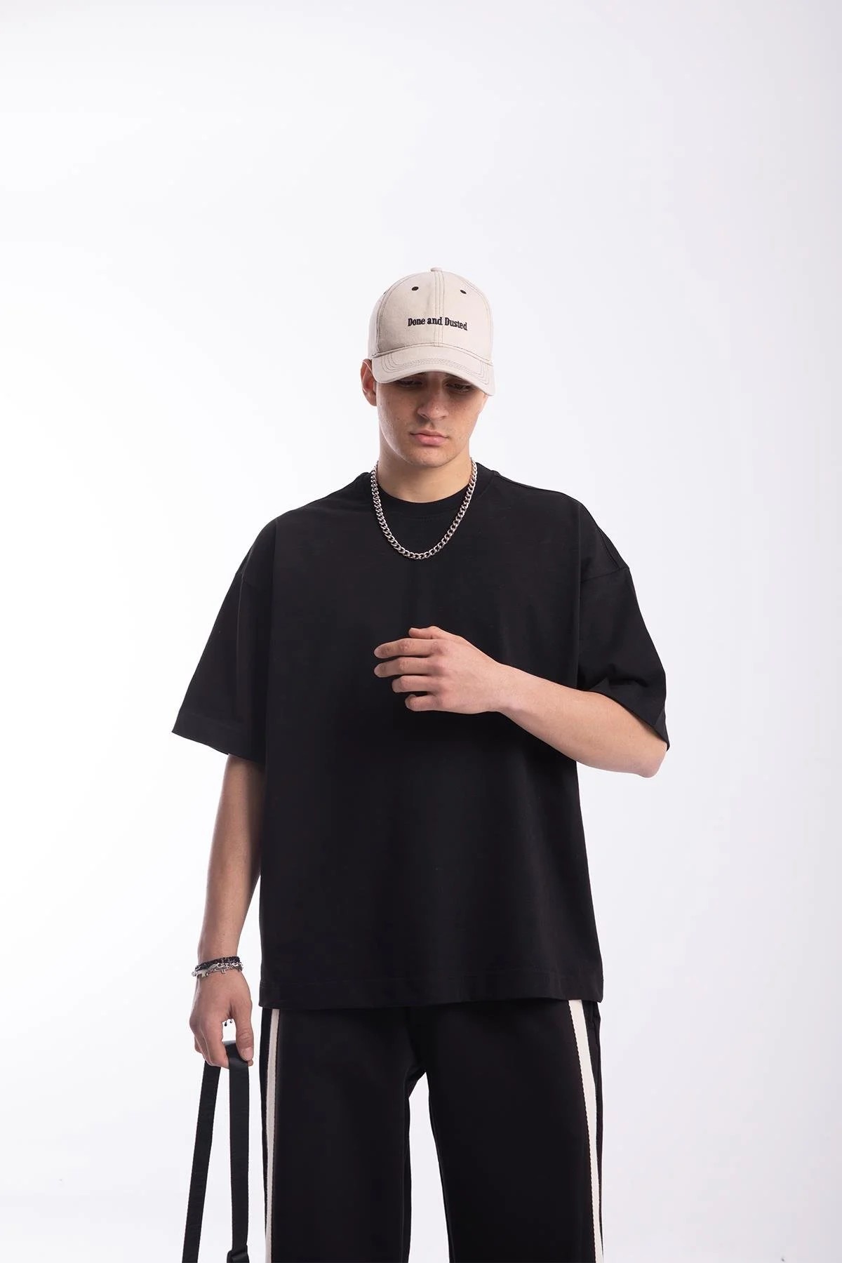 Unisex Premium Basic Siyah Oversize T-Shirt