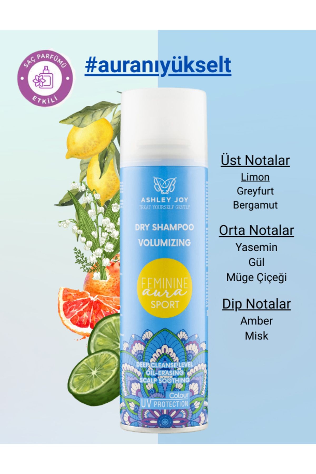 Uv Koruma Ekstra Hacim Sağlayan Saç Parfümü Etkili Feminine Aura Sport 200 ml Kuru Şampuan