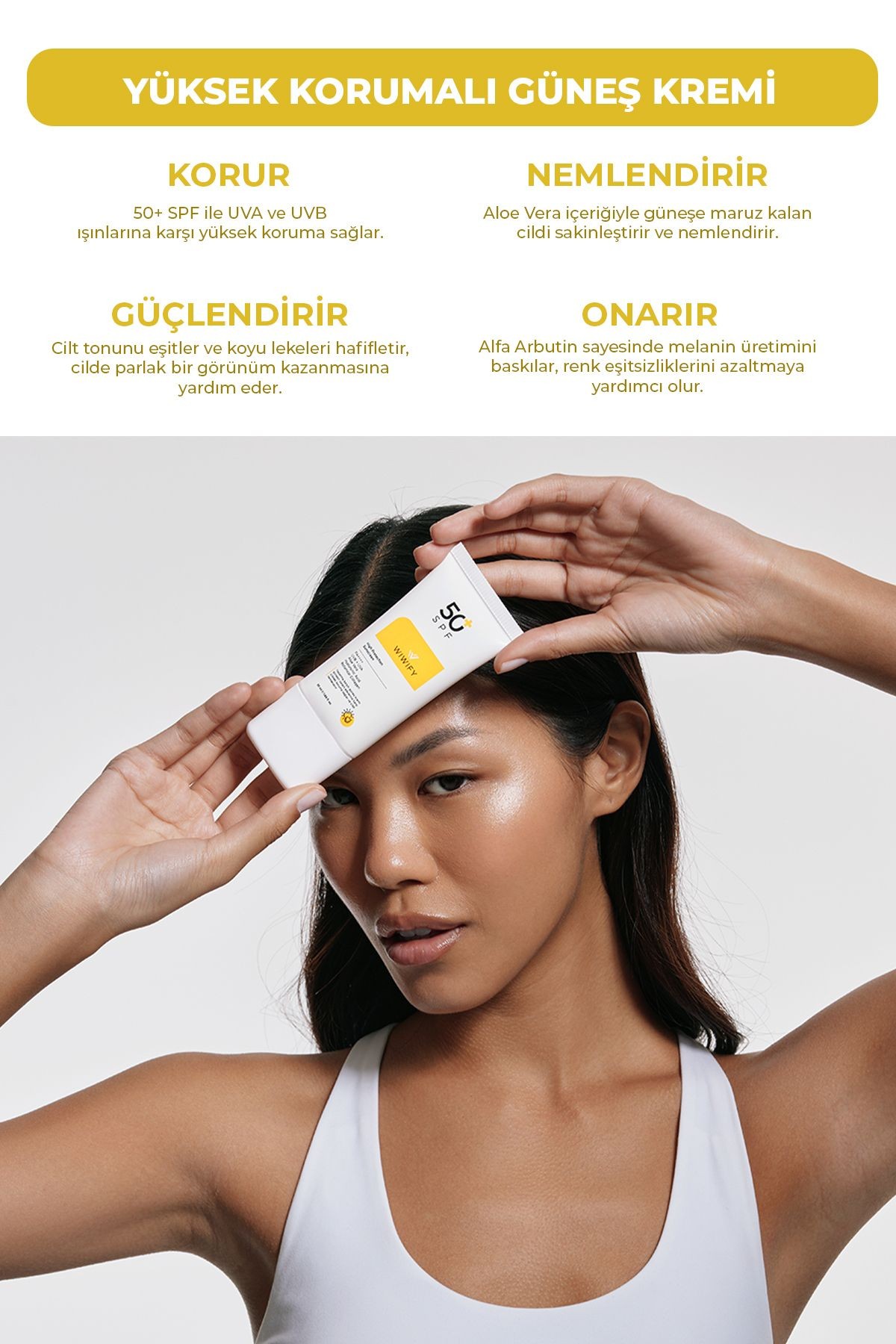 Leke Karşıtı Cilt Tonu Eşitleyici Yüksek Korumalı Güneş Kremi Spf 50+ 50ml (ALOE VERA ÖZLÜ) Pa++++