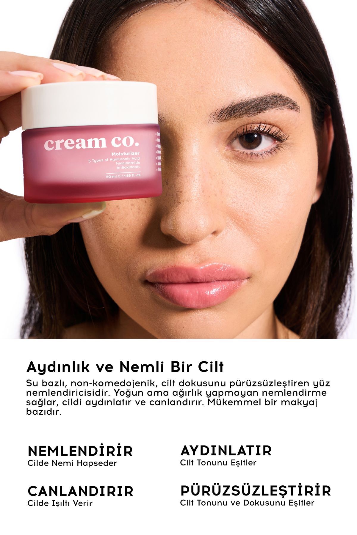 Moisturizer | Su Bazlı Nemlendirici Yüz Kremi Cilt Tonu Eşitleyici Aydınlatıcı | Tüm Cilt Tipleri