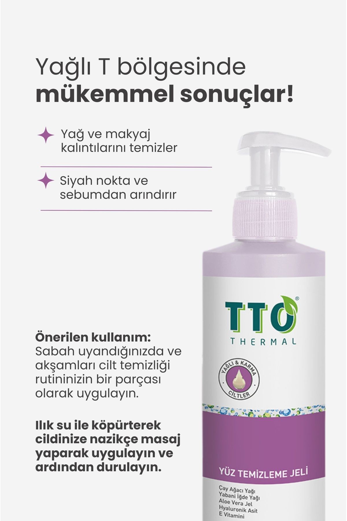 Yüz Temizleme Jeli 150 ml Normal, Akneli, Rozalı Ciltlerde (ÇAY AĞACI YAĞI / TEA TREE OIL)