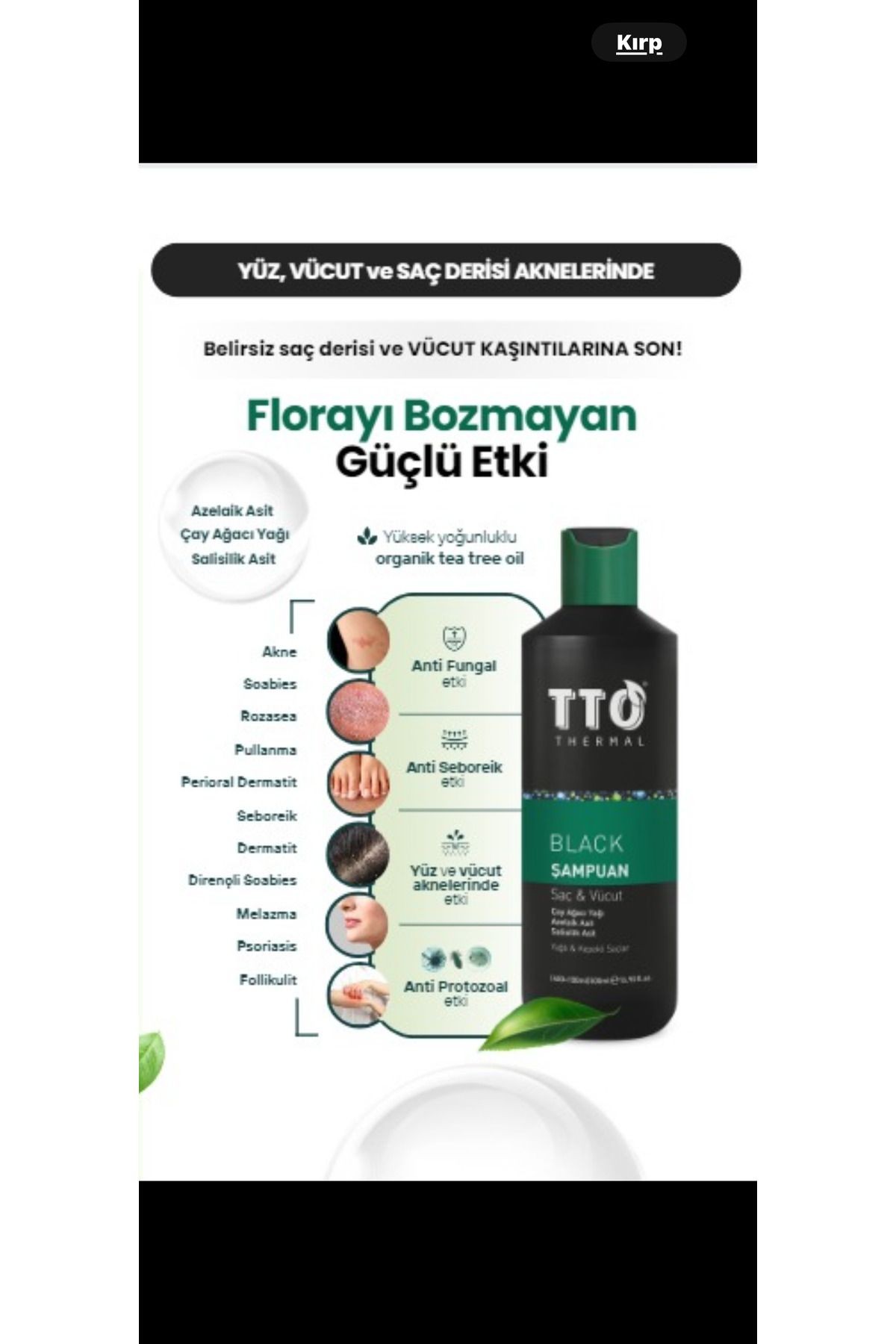 Saç Ve Vücut Şampuanı 500 ml Black ( Çay Ağacı Yağı / Tea Tree Oıl)