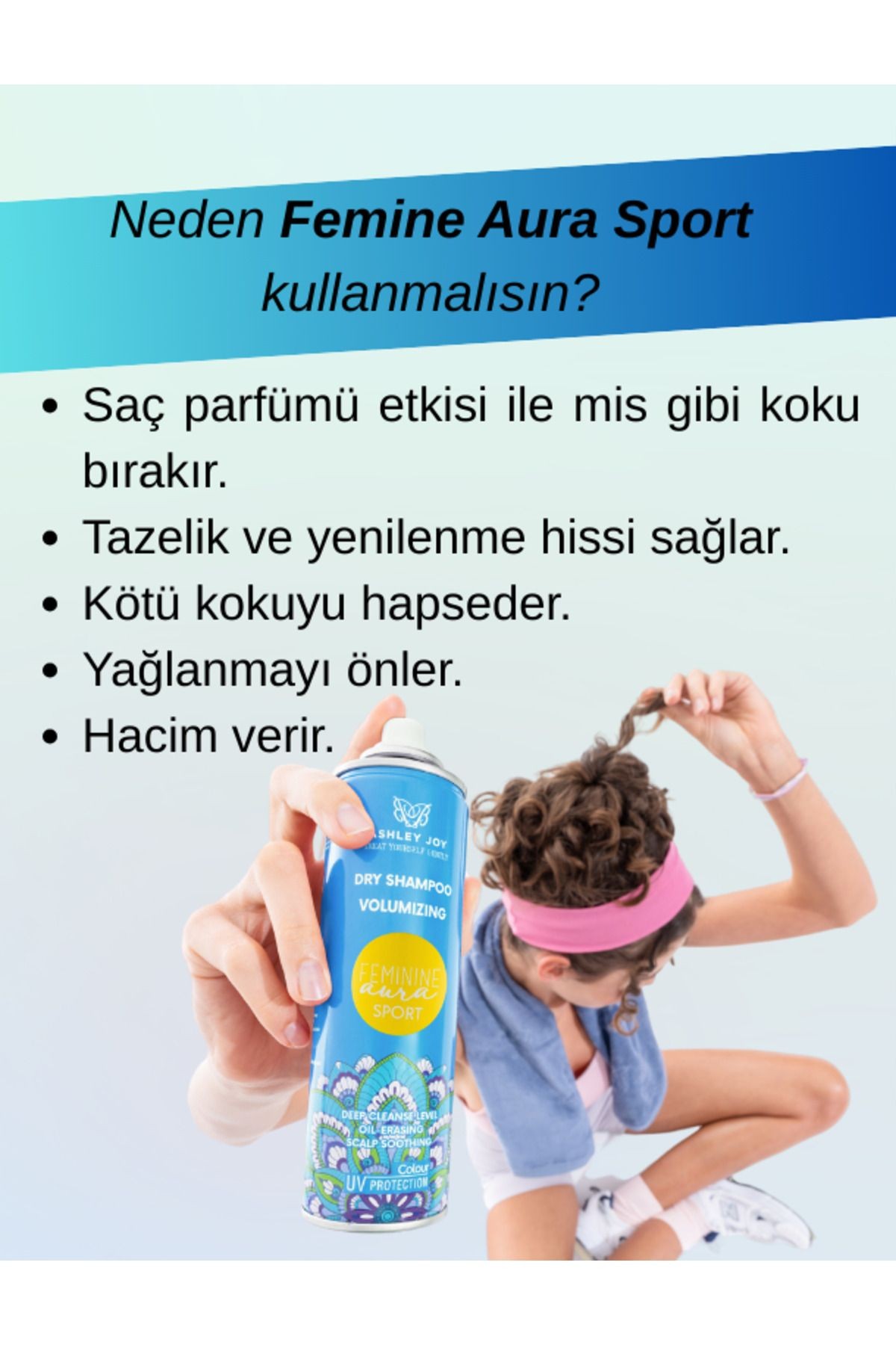 Uv Koruma Ekstra Hacim Sağlayan Saç Parfümü Etkili Feminine Aura Sport 200 ml Kuru Şampuan