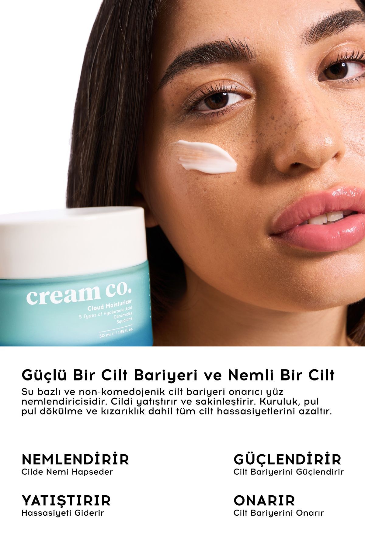 Moisturizer | Su Bazlı Nemlendirici Yüz Kremi Yatıştırıcı Bariyer Onarıcı | Tüm Cilt Tipleri
