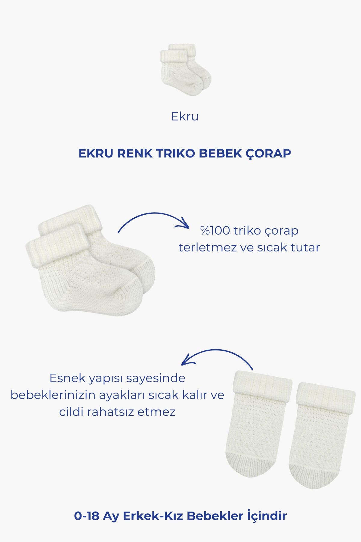 Bebek Çorap, Triko Bebek Çorap, %100 Organik Triko,0-18 Ay