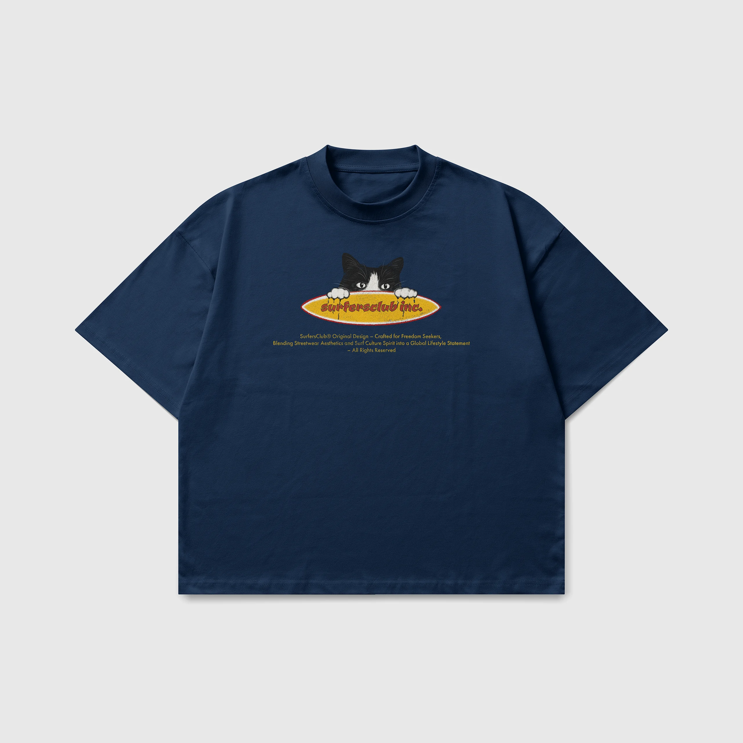 Surfersclub "Surfer Cat" Boxy T-Shirt - Indigo [Ön Sipariş]