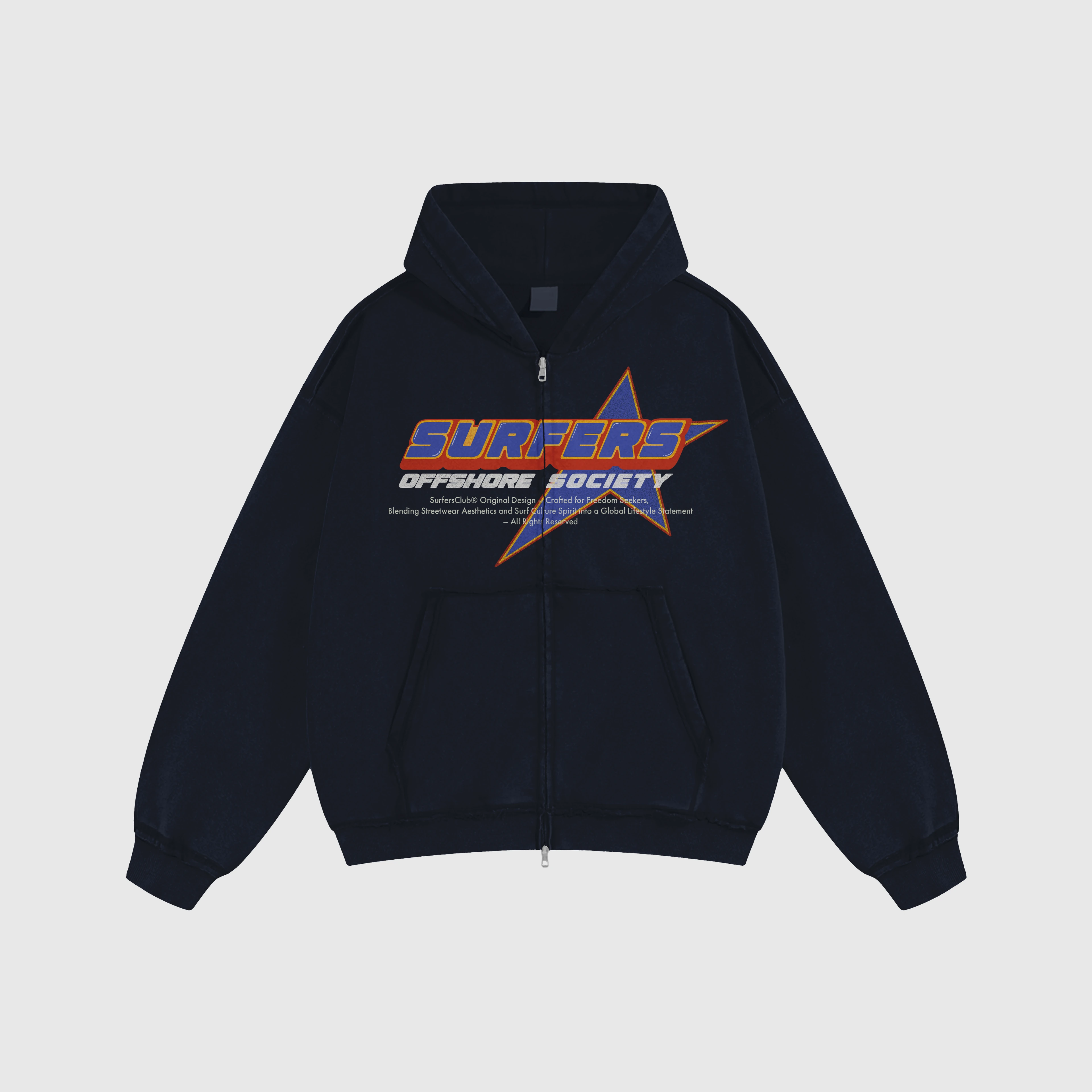 Surfersclub "Offshore Society" Heavyweight Zip-Up Hoodie - Navy