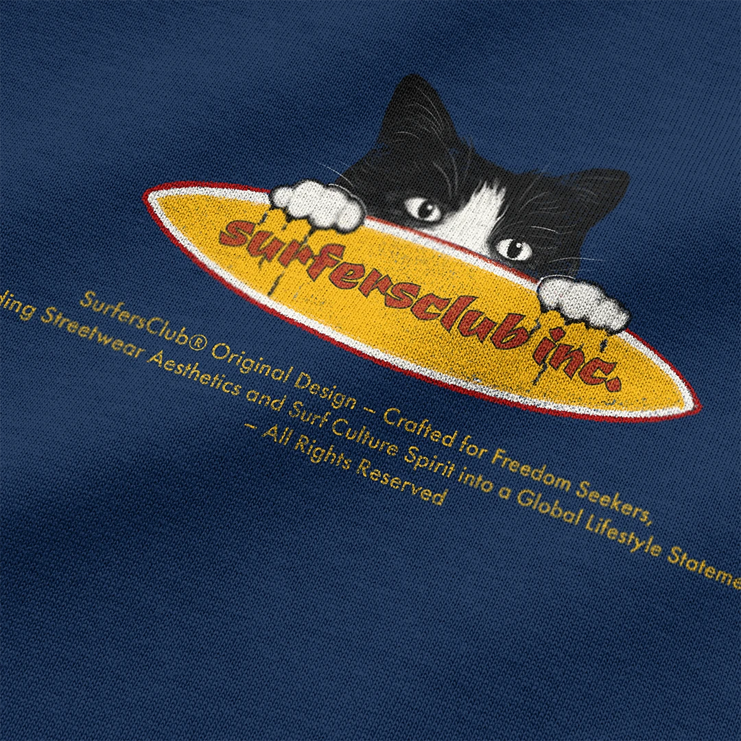 Surfersclub "Surfer Cat" Boxy T-Shirt - Indigo [Ön Sipariş]