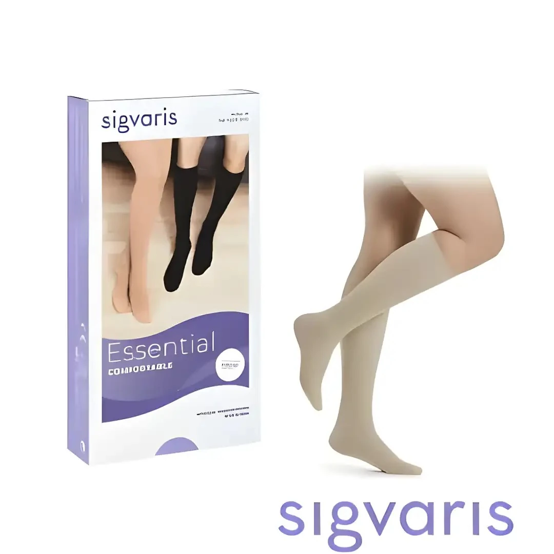 Sigvaris Comfortable Serisi Dizaltı – Diz Altı Varis Çorabı | Etkileyici Opak Görünüm (BEJ) CCL1 HAFİF BASINÇ