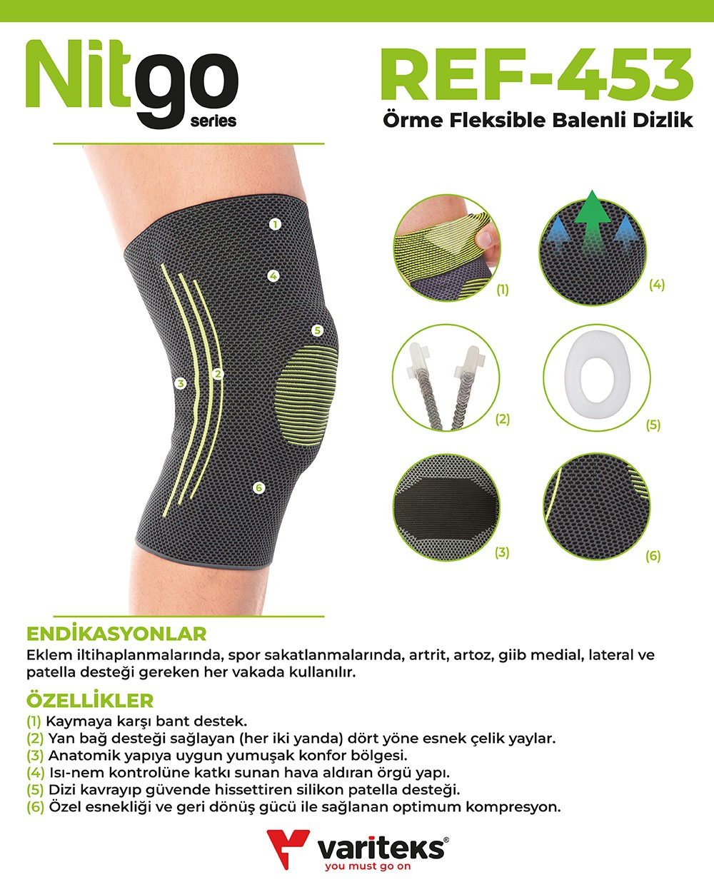 Örme Fleksible Balenli Dizlik REF 453