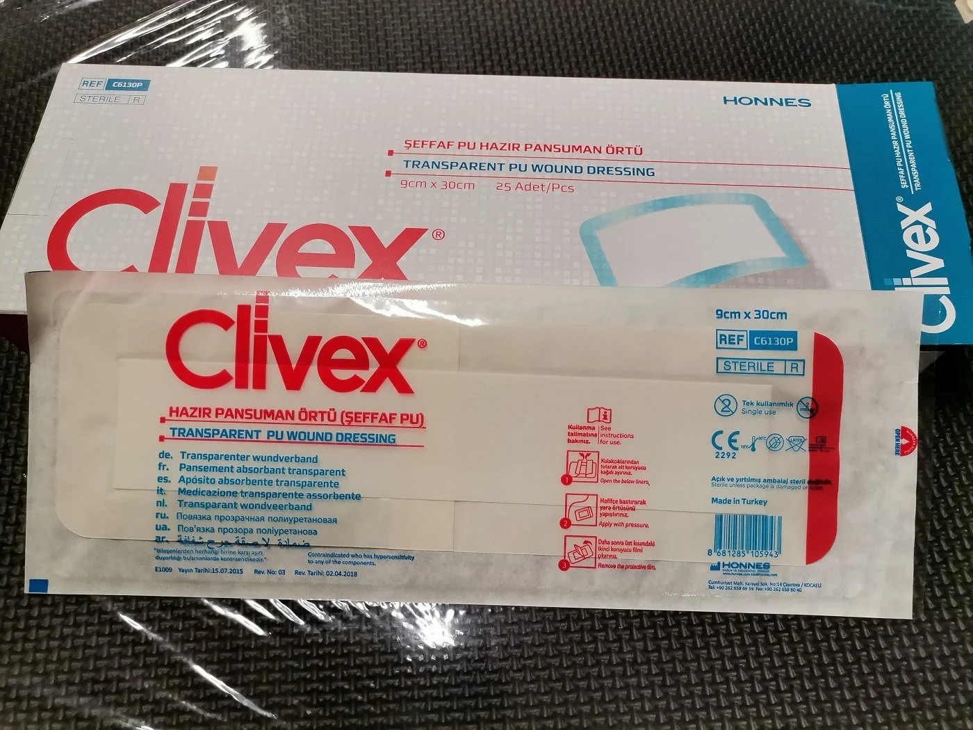Clivex 9x30 cm Pansuman Yara Örtüsü 25 Adet PU Su Geçirmez 