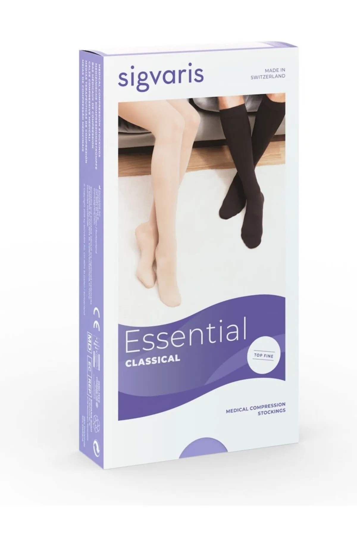 Sigvaris Classical (Topfine Select) Serisi Kasığa Kadar Silikonlu Varis Çorabı (SİYAH) CCL2 ORTA BASINÇ