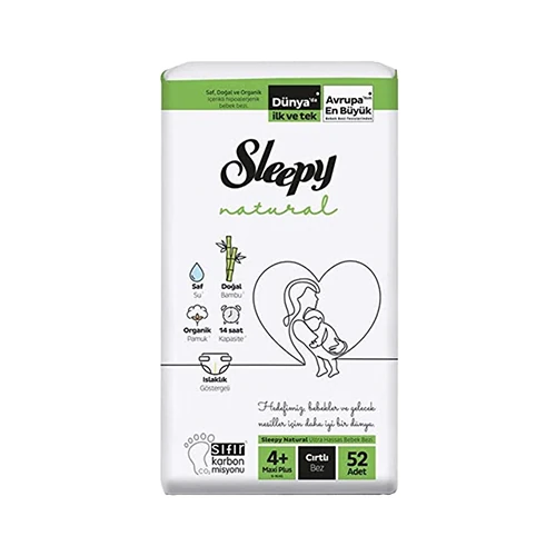 Sleepy Natural 4 Numara Maxi Cırtlı Bez 52'li