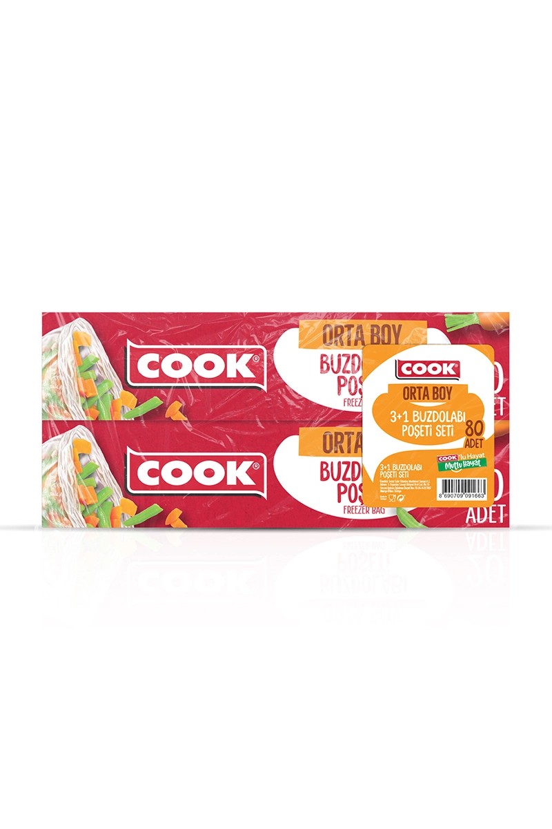 Cook Buzdolabı Poşeti Orta Boy 3+1 (80 adet)