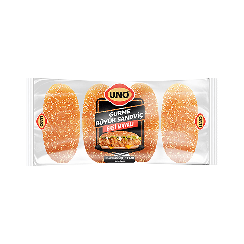 Uno Gurme Ekşi Mayalı Susamlı Büyük Sandviç Ekmeği (4x100 Gr)