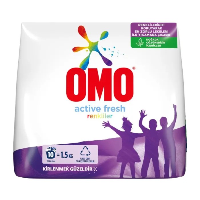 Omo Toz Çamaşır Deterjanı Active Fresh Renkliler 1.5 Kg