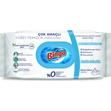 Bingo Beyaz Sabunlu Yüzey Temizlik Havlusu 96'lı