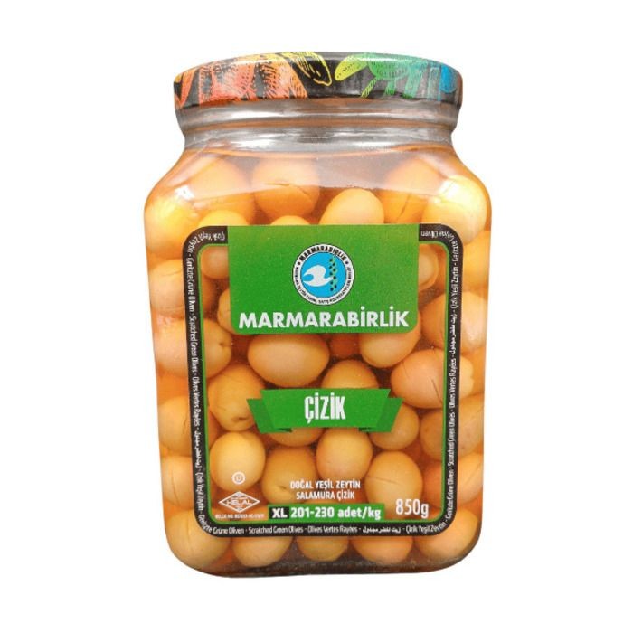 Marmara Birlik Yeşil Çizik Zeytin 201-230 850 Gr