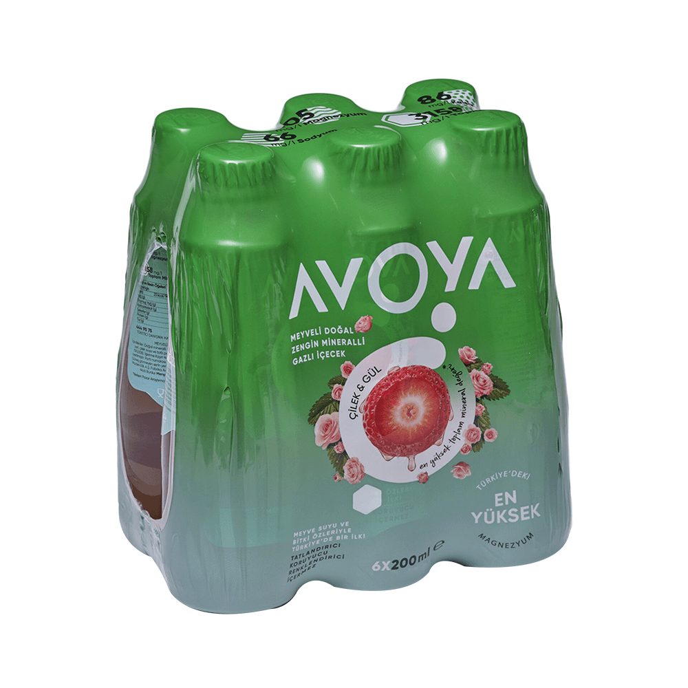 Avoya Çilek & Gül Meyveli Maden Suyu (6x200 Ml)