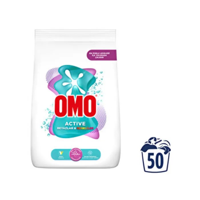 Omo Toz Çamaşır Deterjanı Active Beyazlar & Renkliler 7.5 Kg