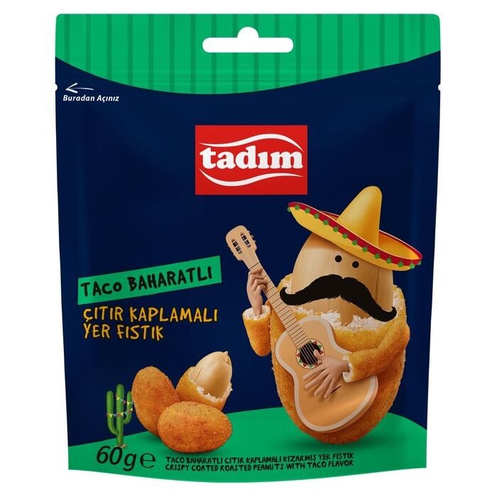 Tadım Taco Baharatlı Çıtır Kaplamalı Yer Fıstığı 60 Gr