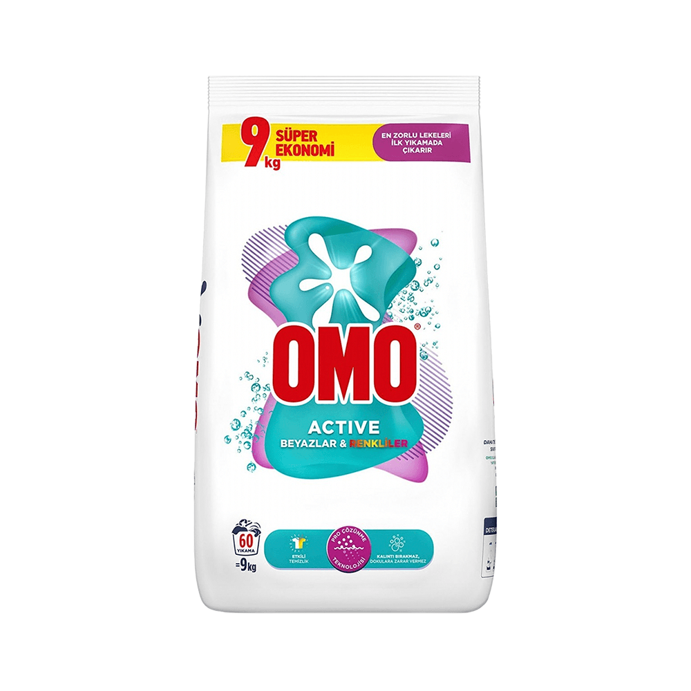 Omo Active Toz Çamaşır Deterjanı Beyazlar & Renkliler 9 Kg