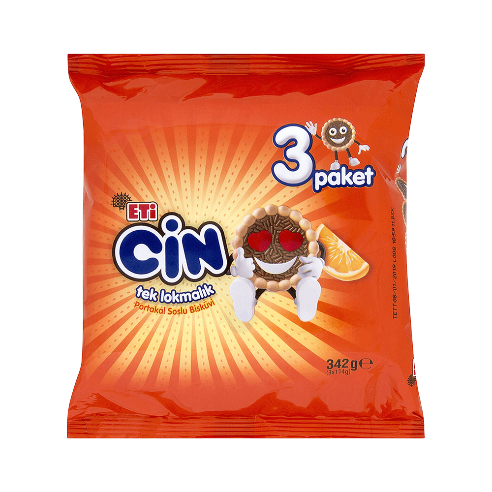 Eti Cin Lokmalık Bisküvi Portakallı 3'lü 342 Gr