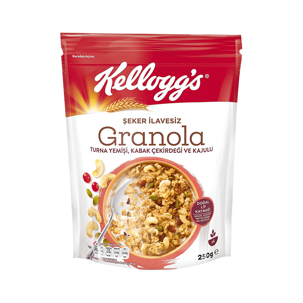 Kellogg's Şeker İlavesiz Kajulu, Kabak Çekirdekli ve Turna Yemişli Granola 250 Gr