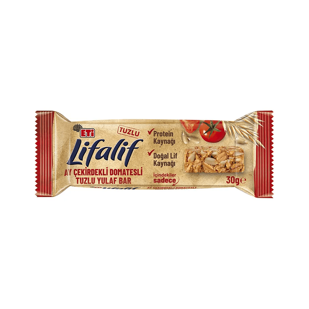 Eti Lifalif Ay Çekirdekli ve Domatesli Tuzlu Yulaf Bar 30 Gr