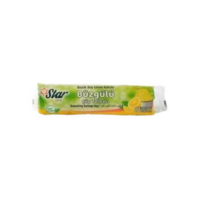 Star Çöp Poşeti Torbası Büzgülü Büyük Boy Limon Kokulu 65x70 Cm 10lu