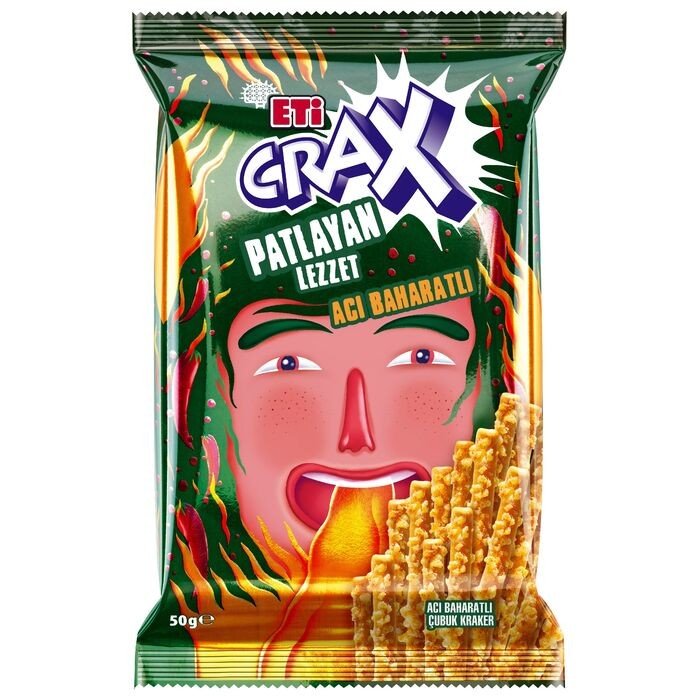 Eti Crax Patlayan Lezzet Acı Baharatlı Çubuk Kraker 50 Gr