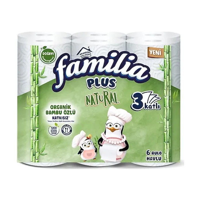 Familia Plus 3 Katlı Natural Kağıt Havlu 6'lı