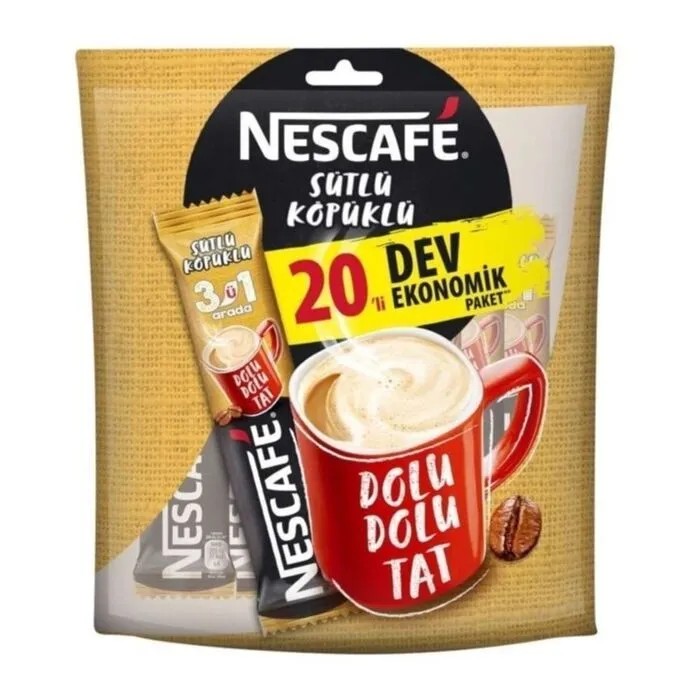 Nescafe 3'ü 1 Arada Sütlü Köpüklü 20'li